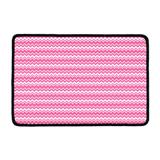 Pink And White Zigzag Pattern Print Kitchen Mat