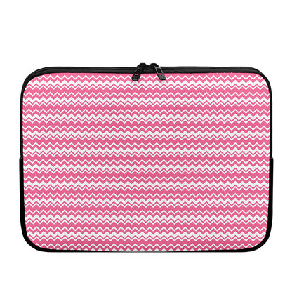 Pink And White Zigzag Pattern Print Laptop Sleeve
