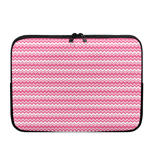 Pink And White Zigzag Pattern Print Laptop Sleeve