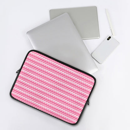Pink And White Zigzag Pattern Print Laptop Sleeve