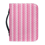 Pink And White Zigzag Pattern Print Leather Bible Cover