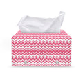 Pink And White Zigzag Pattern Print Leather Tissue Box Cover