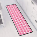 Pink And White Zigzag Pattern Print Long Kitchen Mat