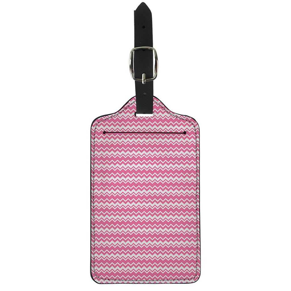 Pink And White Zigzag Pattern Print Luggage Tag