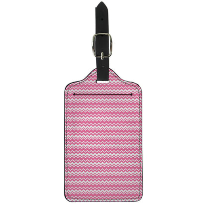 Pink And White Zigzag Pattern Print Luggage Tag