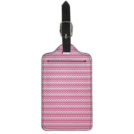 Pink And White Zigzag Pattern Print Luggage Tag