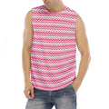 Pink And White Zigzag Pattern Print Men's Fitness Tank Top