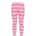 Pink And White Zigzag Pattern Print Men's Leggings