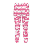 Pink And White Zigzag Pattern Print Men's leggings