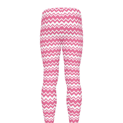 Pink And White Zigzag Pattern Print Men's leggings