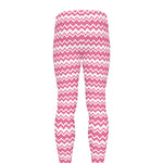 Pink And White Zigzag Pattern Print Men's leggings