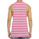 Pink And White Zigzag Pattern Print Men's Muscle Tank Top