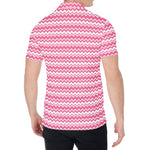 Pink And White Zigzag Pattern Print Men's Shirt