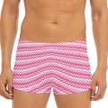 Pink And White Zigzag Pattern Print Men's Short Boxer Briefs