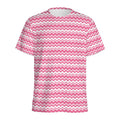 Pink And White Zigzag Pattern Print Men's Athletic T-Shirt