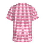 Pink And White Zigzag Pattern Print Men's Sports T-Shirt