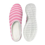 Pink And White Zigzag Pattern Print Mesh Casual Shoes