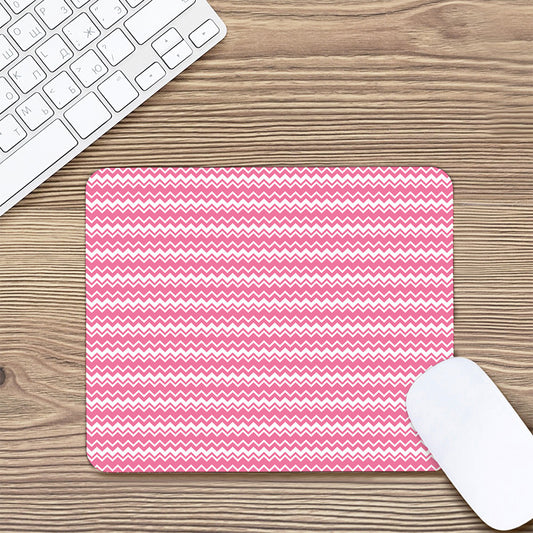 Pink And White Zigzag Pattern Print Mouse Pad