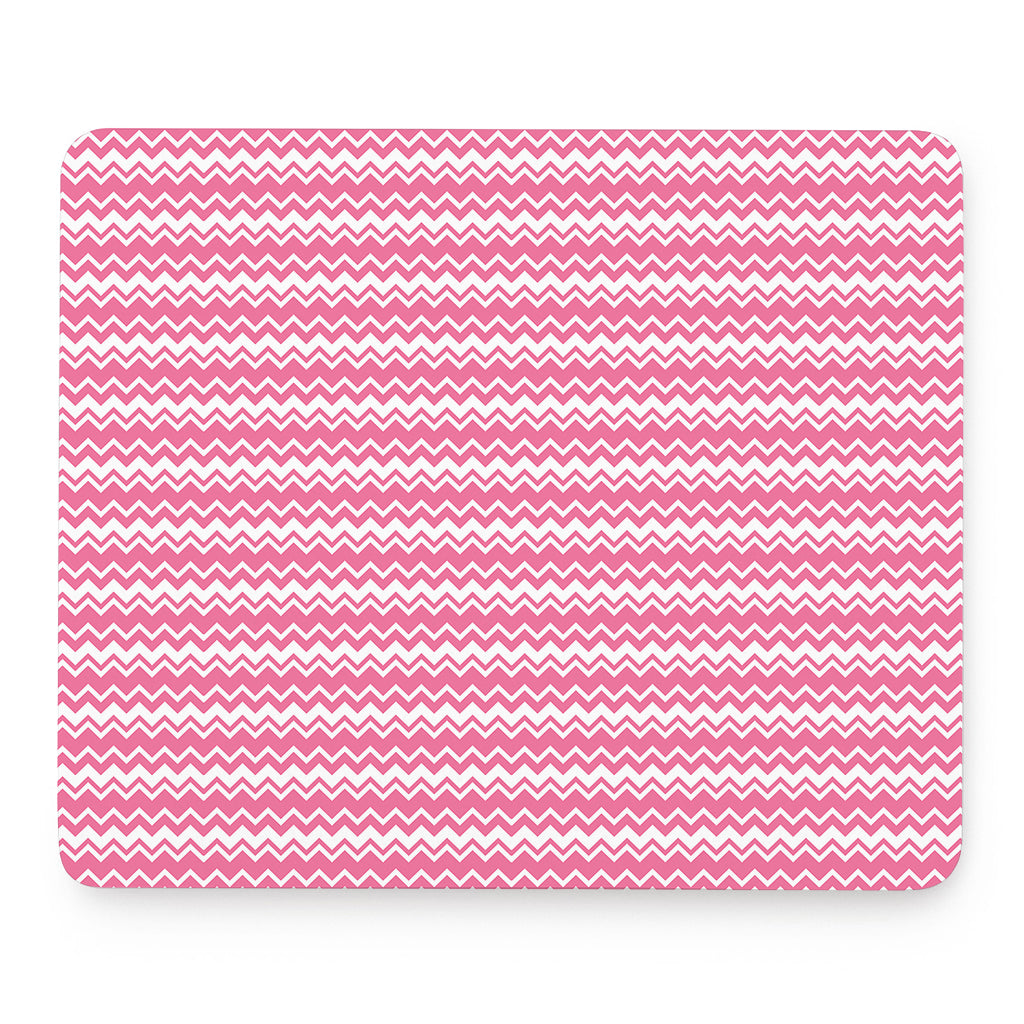 Pink And White Zigzag Pattern Print Mouse Pad