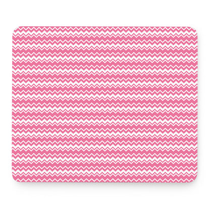 Pink And White Zigzag Pattern Print Mouse Pad