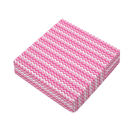 Pink And White Zigzag Pattern Print Outdoor Seat Cushion Cover