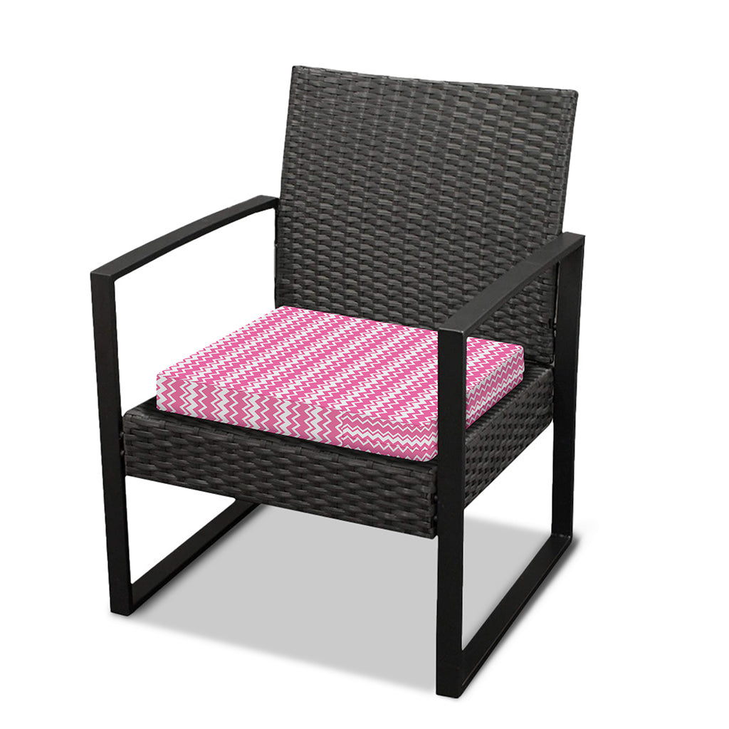 Pink And White Zigzag Pattern Print Outdoor Seat Cushion Cover