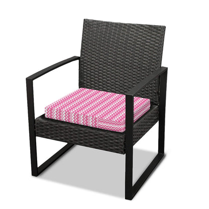 Pink And White Zigzag Pattern Print Outdoor Seat Cushion Cover
