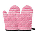 Pink And White Zigzag Pattern Print Oven Mitts