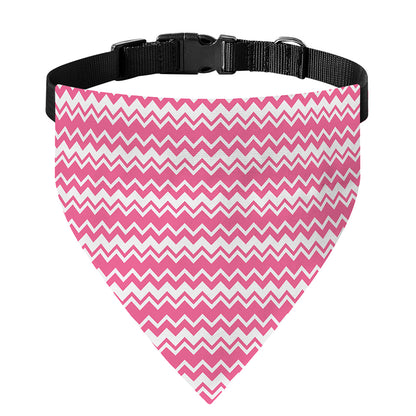 Pink And White Zigzag Pattern Print Over The Collar Dog Bandana