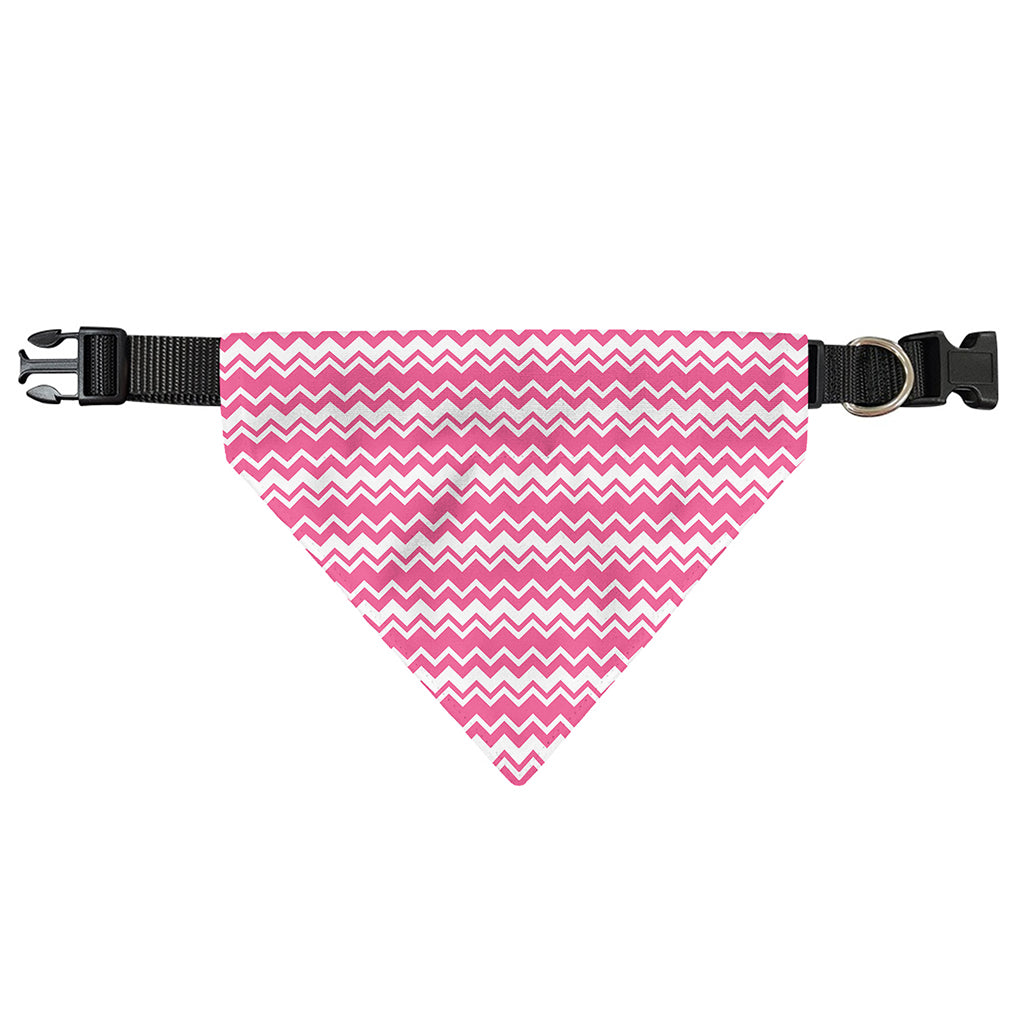 Pink And White Zigzag Pattern Print Over The Collar Dog Bandana