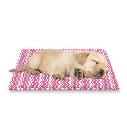Pink And White Zigzag Pattern Print Pet Cooling Mat Cover
