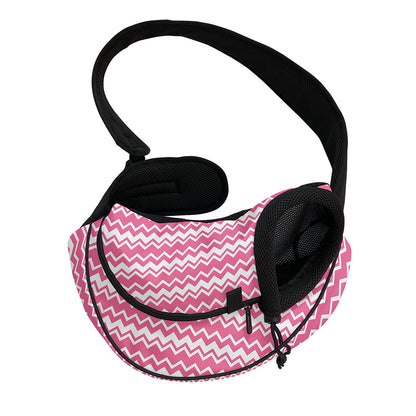 Pink And White Zigzag Pattern Print Pet Sling Carrier