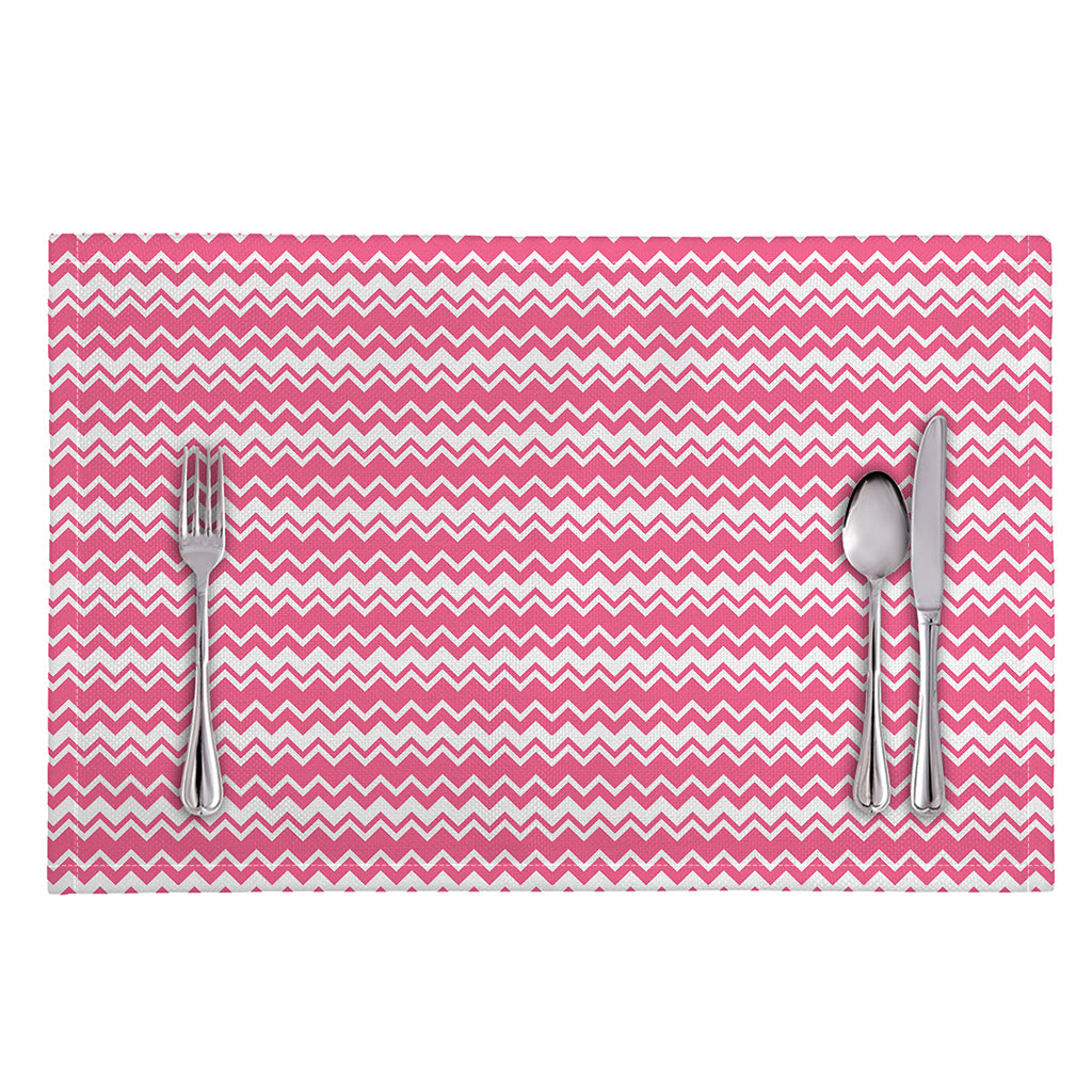 Pink And White Zigzag Pattern Print Placemat