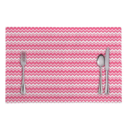 Pink And White Zigzag Pattern Print Placemat