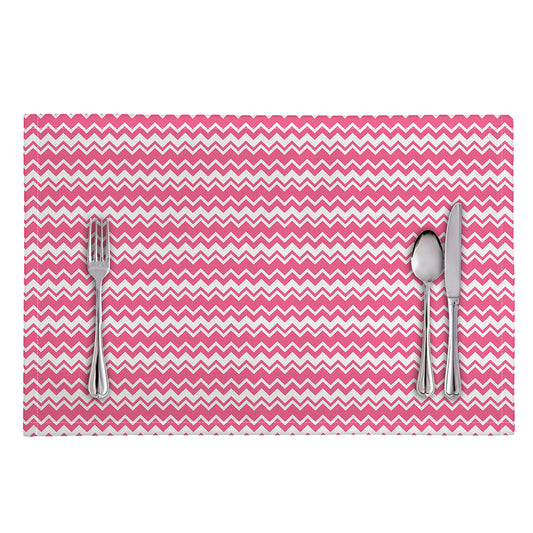 Pink And White Zigzag Pattern Print Placemat