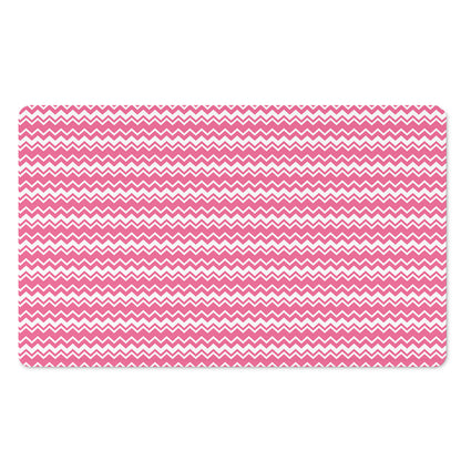 Pink And White Zigzag Pattern Print Polyester Doormat
