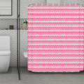 Pink And White Zigzag Pattern Print Polyester Shower Curtain