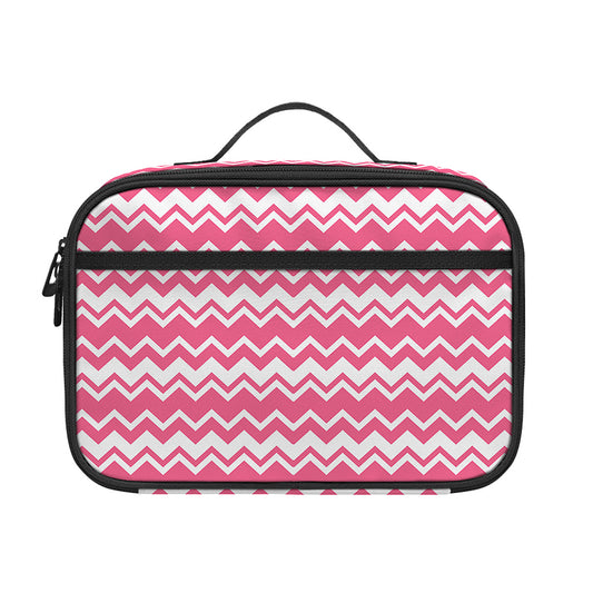 Pink And White Zigzag Pattern Print Portable Lunch Bag