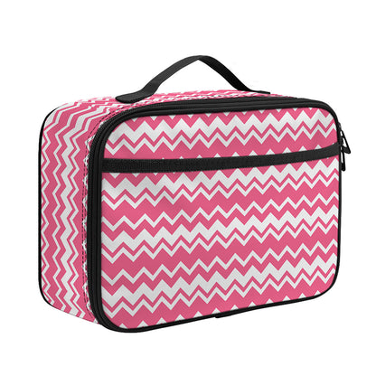 Pink And White Zigzag Pattern Print Portable Lunch Bag