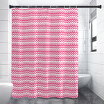 Pink And White Zigzag Pattern Print Premium Shower Curtain