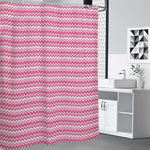 Pink And White Zigzag Pattern Print Premium Shower Curtain