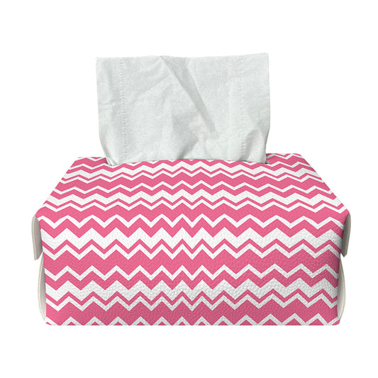 Pink And White Zigzag Pattern Print Rectangle Tissue Box Cover