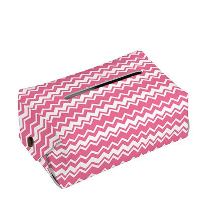 Pink And White Zigzag Pattern Print Rectangle Tissue Box Cover