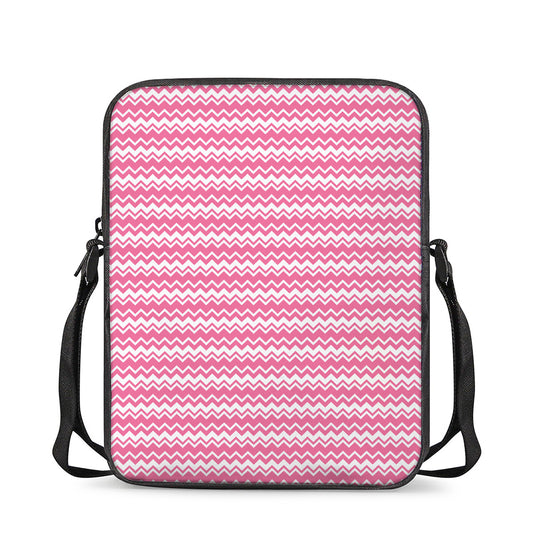 Pink And White Zigzag Pattern Print Rectangular Crossbody Bag