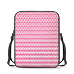 Pink And White Zigzag Pattern Print Rectangular Crossbody Bag