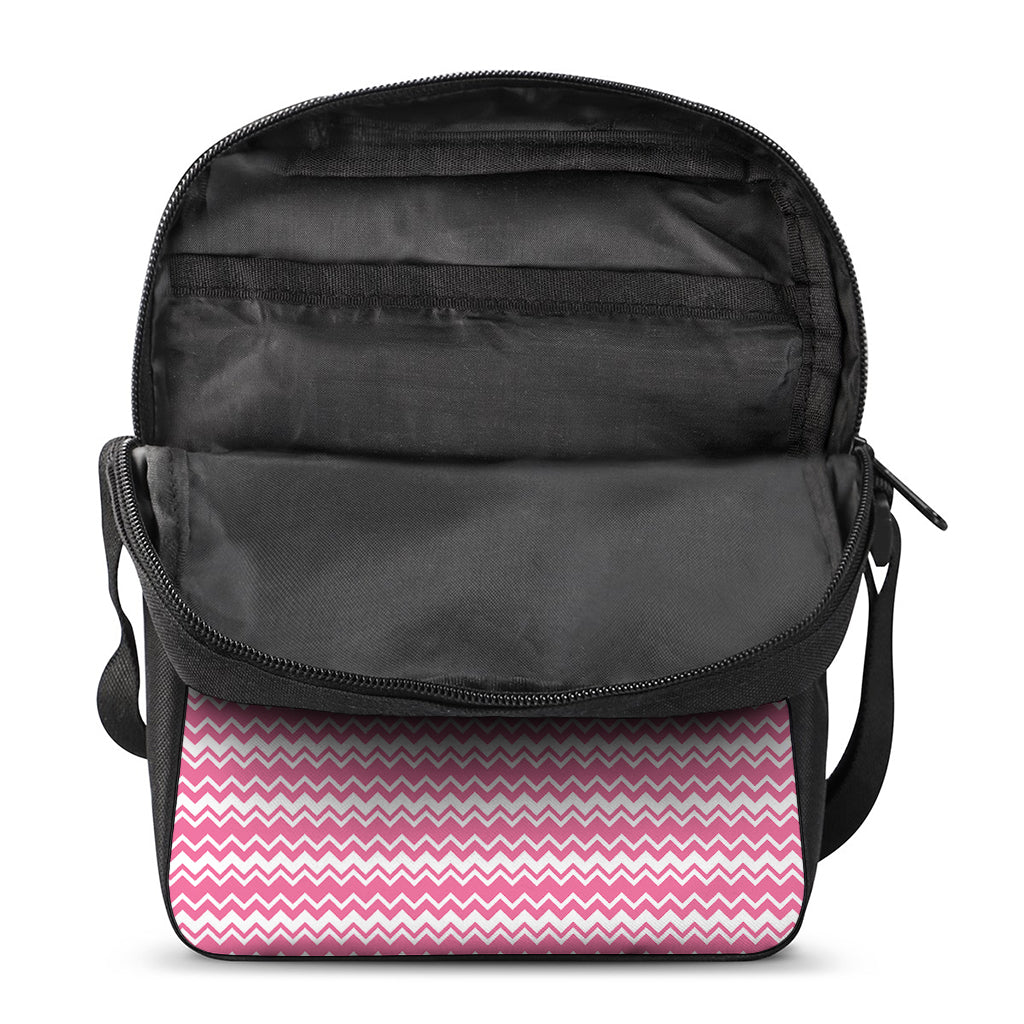 Pink And White Zigzag Pattern Print Rectangular Crossbody Bag