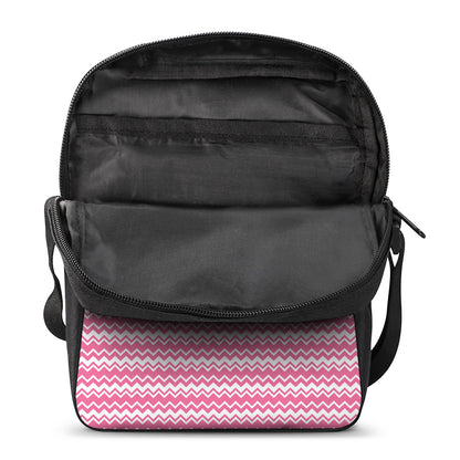 Pink And White Zigzag Pattern Print Rectangular Crossbody Bag