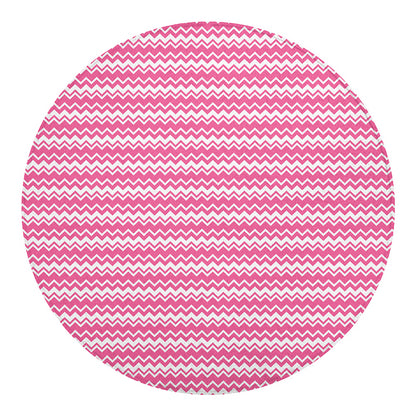 Pink And White Zigzag Pattern Print Round Blanket