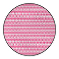 Pink And White Zigzag Pattern Print Round Floor Mat