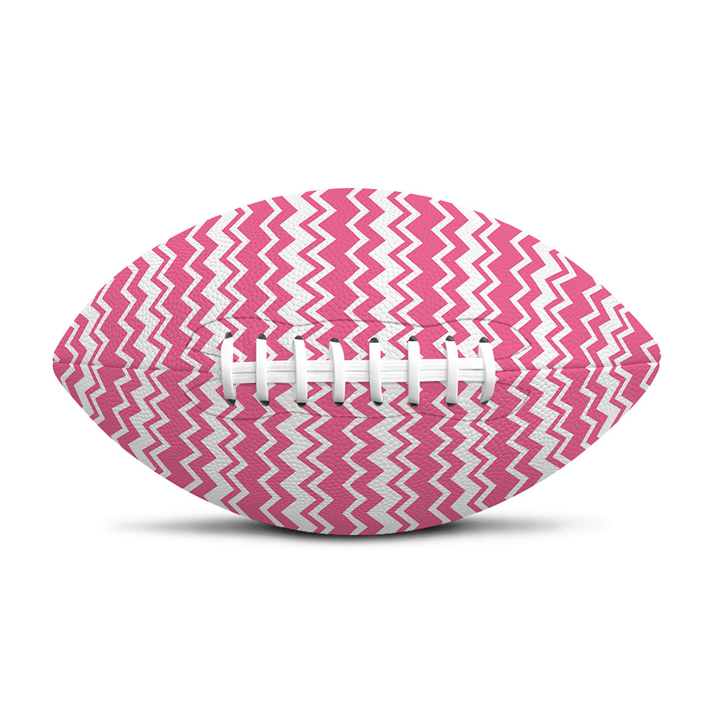 Pink And White Zigzag Pattern Print Rugby Ball